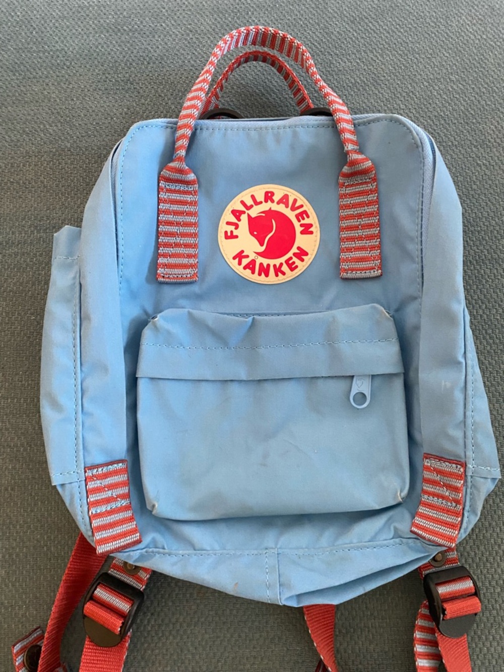 Fjallraven Kanken Kids Backpack Light Blue with Red Accents